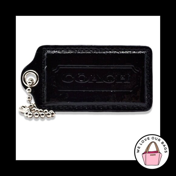 Rare HUGE 3.5" XL COACH Black Patent Leather Key Fob Bag Charm Keychain Hang Tag - Picture 1 of 1